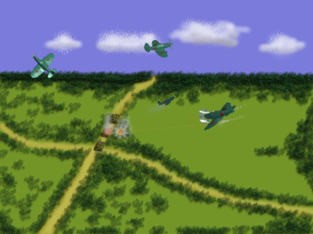 Russian Airplanes attack German Tanks - Summer 1943